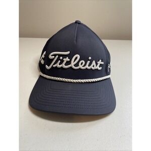 Titleist Tour Performance Navy Blue & White Raised Logo Hat Adjustable Golf Cap